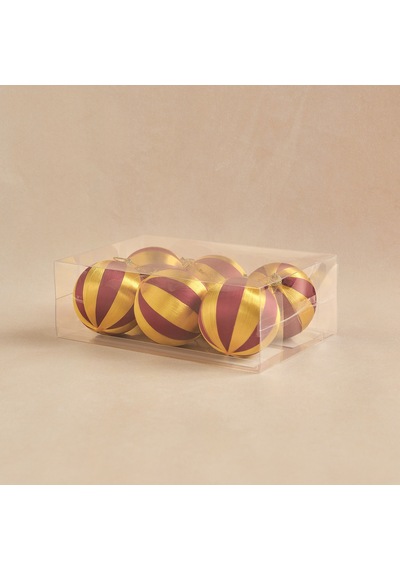 Karaca Home New Year Strip 6'lı Ağaç Süsü Kırmızı Gold Diğer