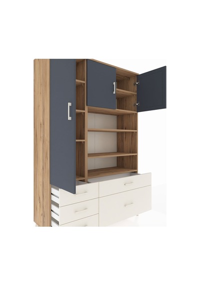 Hyperion Dolap 9 Raflı 5 Çekmeceli 3 Kapaklı 132x44x195 Çam-antrasit/aytaşı Antrasıt/aytası Hyperion Dolap 9 Raflı 5 Çekmeceli 3 Kapaklı 132x44x195 Çam-antrasit/aytaşı Antrasıt/aytası