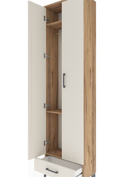 Arges Dolap 3 Raflı Tek Çekmeceli Tek Askılı 60x30x221 Çam-ay... Çam