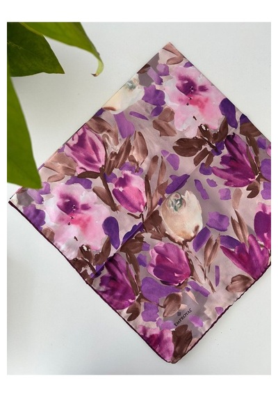 Emproyal Pastoral Desen Line Eşarp Eflatun