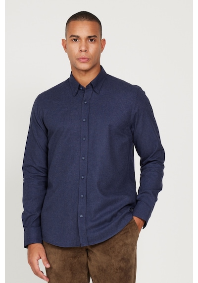 AC&Co / Altınyıldız Classics Erkek Lacı Recycle Slim Fit Dar Kesim Gizli Düğmeli Yaka Pamuklu Flanel Oduncu Gömlek Lacivert AC&Co / Altınyıldız Classics Erkek Lacı Recycle Slim Fit Dar Kesim Gizli Düğmeli Yaka Pamuklu Flanel Oduncu Gömlek Lacivert