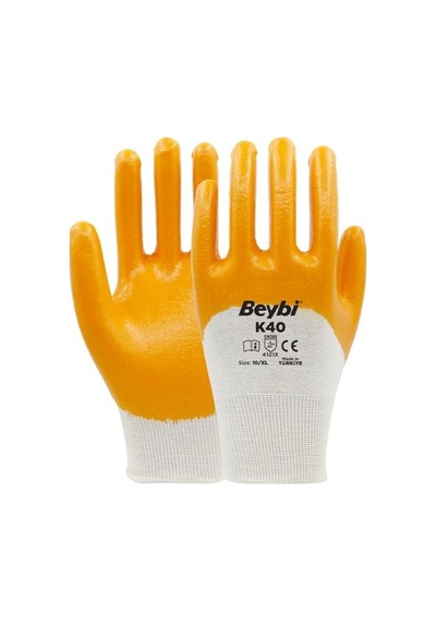 Beybi K40 Nitril Kaplı Pamuk Polyester Örgü Eldiven N:10 - 12adet