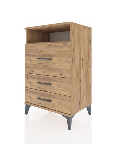 Hyperion Komodin Tek Raflı 3 Çekmeceli 60x44x96 Çam-çam Atlas Çam