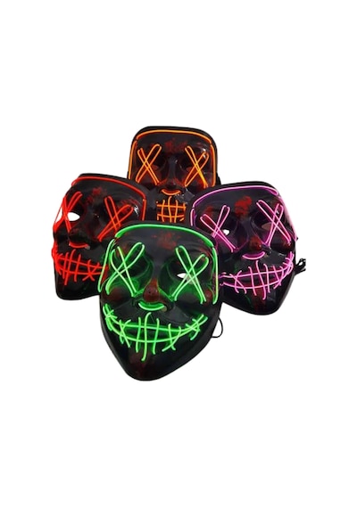 Mey İthalat Led Işıklı Neon Maske Cadılar Bayramı Maskesi Korkunç Korku Maskesi