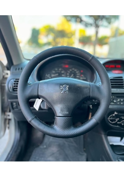 Peugeot 206 Araca Özel Dikmeli Direksiyon Kılıfı Siyah