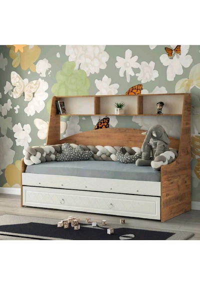 Bilge Tamamı Mdf Kitaplıklı Yavrulu Çelik Destekli Karyola Bc M1 90 x 190 CM