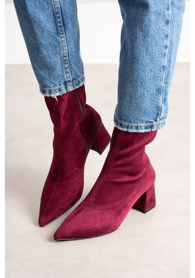 Dabab Shoes Neva Kadın Bordo Streç Süet Sivri Burun Fermuarlı 6 Cm Kalın Topuklu Bot Bootie Dabab Shoes Neva Kadın Bordo Streç Süet Sivri Burun Fermuarlı 6 Cm Kalın Topuklu Bot Bootie