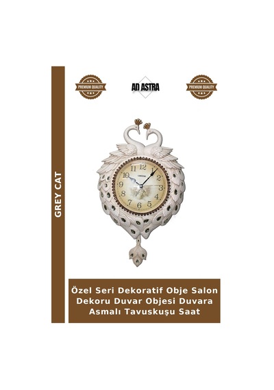 Özel Seri Dekoratif Obje Salon Dekoru Duvar Objesi Duvara Asmalı Tavuskuşu Saat Diğer