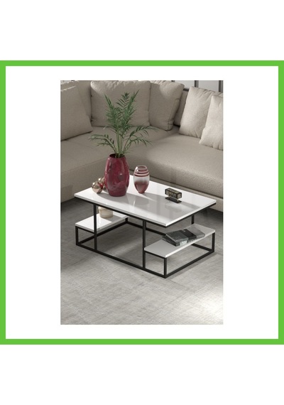 Bezos Deluxe Raflı Orta Sehpa Beyaz Dmc