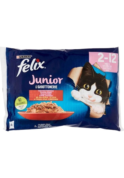 Purina Felix Junior Tavuk ve Sığır Etli Pouch Yavru Kedi Maması 4 x 85 G