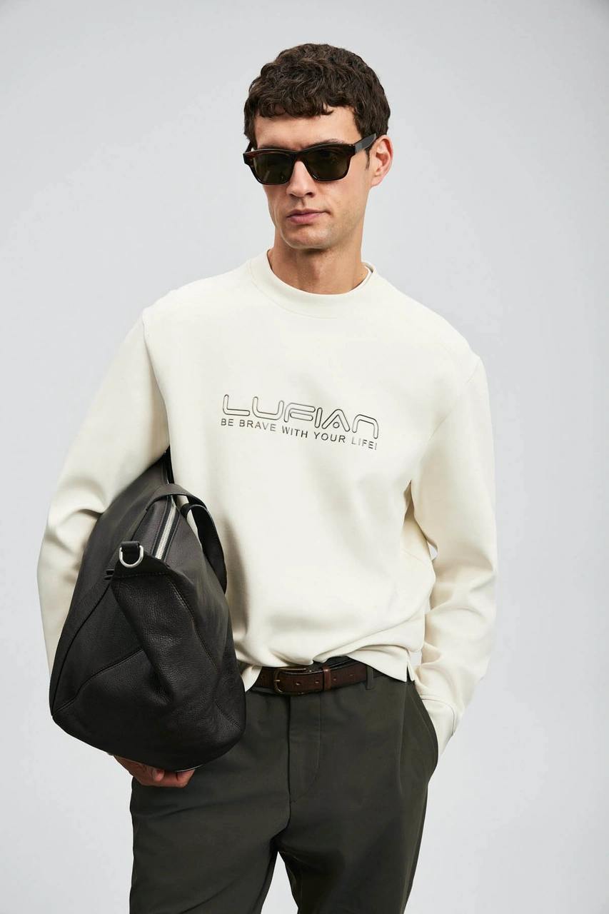 Lufian Luther Ekru Erkek Sweatshirt 112030171 Ekru