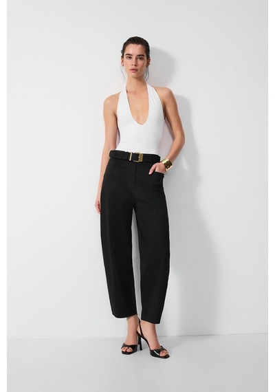 Vatkalı Derin V Yaka Bodysuit-16648 Ekru