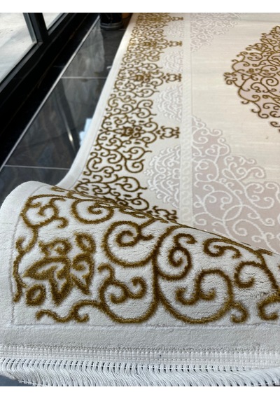 Gold Halı Salon, Oturma, Yatak Odası Halısı Desen Kodu Gd001-060 Altın Sarısı - Krem