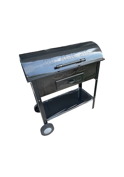 Acn Kömürlü Mangal Lüx Kapaklı 35 X 70 Cm Tekerlekli Barbekü Siyah