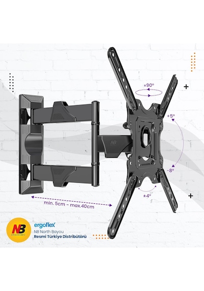 North Bayou Nb P4 Ergonomic Ultra Ince 32" 55" Alman Tuv Sertifikalı Profosyonel Tv Askı Aparat