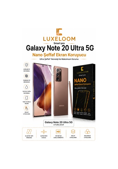 Luxeloom Samsung Uyumlu Galaxy Note 20 Ultra 5g Smart Pro Nano Şeffaf Ekran Koruyucu