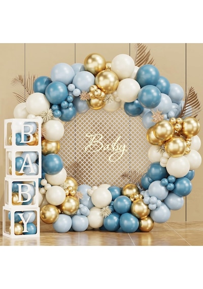 Okyanus Temalı Baby Shower Set 119 Parça Baby Kutu Ve Lateks Balon Set Çok renkli