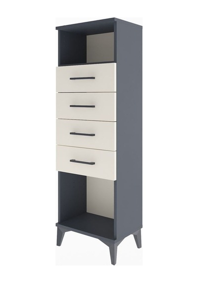 Arges Dolap Tek Raflı 4 Çekmeceli 44x30x134 Antrasit-aytaşı Antrasit