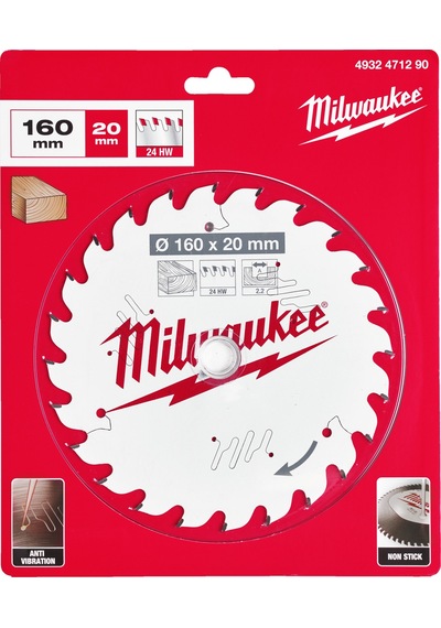 Milwaukee Sürtünme Önleyici Daire Testere Csb Pw 160x20x2-2mm 24 Diş 4932471290