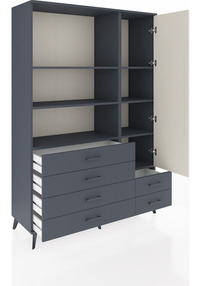 Hyperion Dolap 7 Raflı 6 Çekmeceli Tek Kapaklı 132x44x195 Antrasit-aytaşı/antrasit Aytası/antrasıt Hyperion Dolap 7 Raflı 6 Çekmeceli Tek Kapaklı 132x44x195 Antrasit-aytaşı/antrasit Aytası/antrasıt