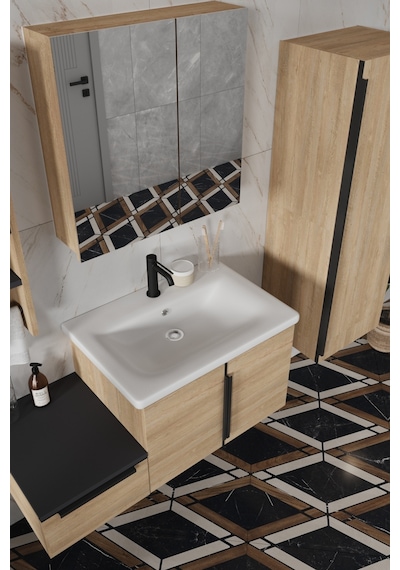 Zakkum 100 Cm %100 Mdf Lavabolu Banyo Dolabı Dolaplı Aynalı Üst Dolap Boy Dolabı Havluluk Lefkas Meşe Zakkum 100 Cm %100 Mdf Lavabolu Banyo Dolabı Dolaplı Aynalı Üst Dolap Boy Dolabı Havluluk Lefkas Meşe