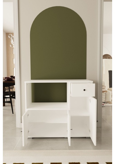 Kahve Köşesi 90 Cm Çok Amaçlı Dolap Mikrodalga Set Altı Mutfak Dolabı Alt Dolap Beyaz