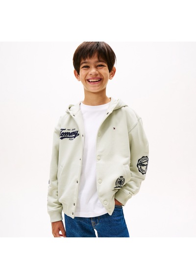 Tommy Hilfiger Varsity Graphic Snap Button Çocuk Bej Sweatshirt Kb0kb09752 Bej