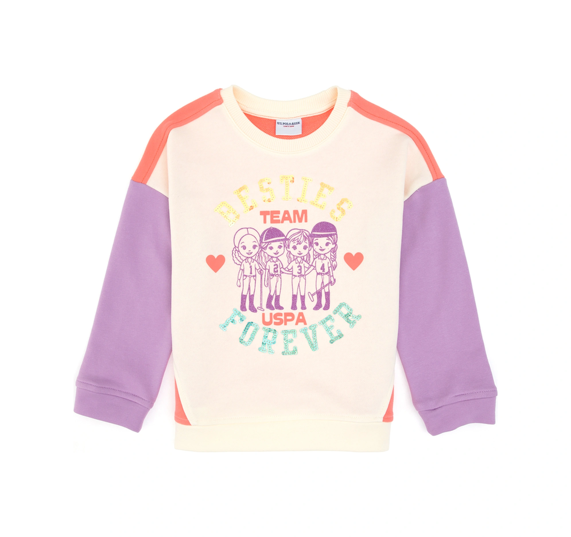 U.S. Polo Assn. Kız Çocuk Krem Bisiklet Yaka Sweatshirt 50314296-VR256