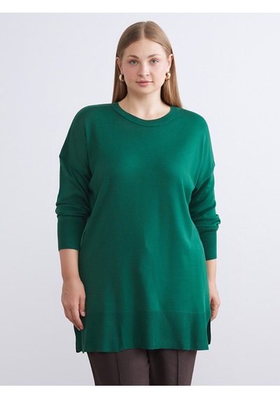 Lcwaıkıkı Classic Yeşil Bisiklet Yaka Kadın Triko Tunik