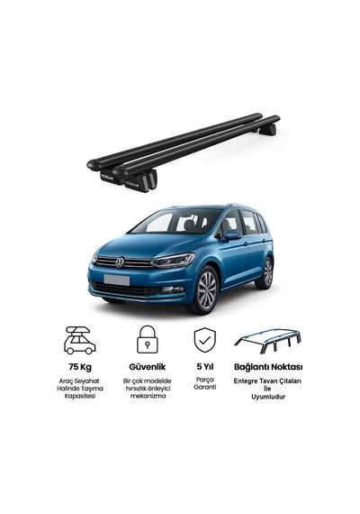 Pençe Volkswagen Touran 2015 Ve Sonrası Uyumlu Siyah Ara Atkı 135cm Port Bagaj Tavan Barı