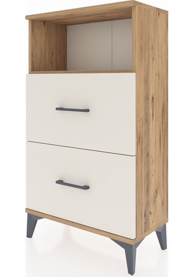Arges Komodin Tek Raflı 2 Çekmeceli 60x30x106 Çam-aytaşı Atlas Çam