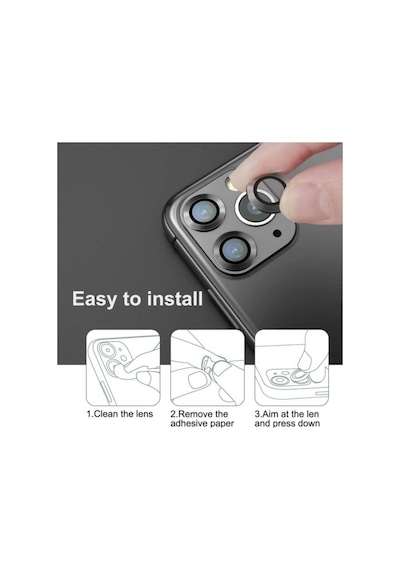 Ennar Apple Uyumlu iPhone 16 Pro Max - 16 Pro Metal Çerçeve Full Koruma Kamera Lensi Siyah