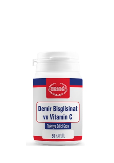 Ersağ Demir Bisglisinat ve Vitamin C Takviye Edici Gıda 60 Kapsül