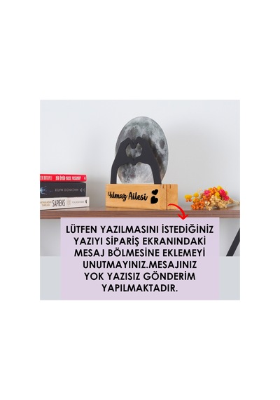 Led Işıklı Pleksi Dolunay Kişiselleştirilebilir Dekoratif Biblo Holly Kalp Anahtar Askılığı Gri - 737348111 Gri