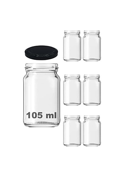 Afracam 105 Ml Şeffaf Cam Kavanoz 105 Cc Konserve Metal Kapaklı Cam Kavanoz 6 Adet Şeffaf, 105 Cc Kısa 12 Izgara