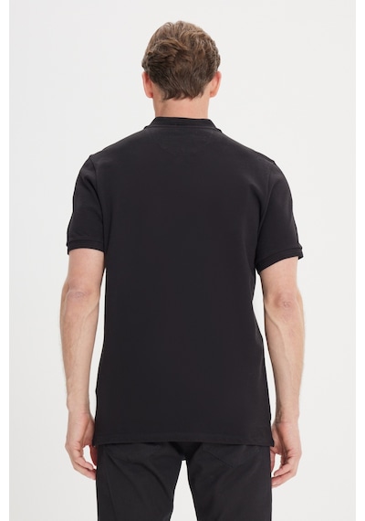 AC&Co / Altınyıldız Classics Erkek Slim Fit Dar Kesim Polo Yaka %100 Pamuk Kısa Kollu Tişört Siyah