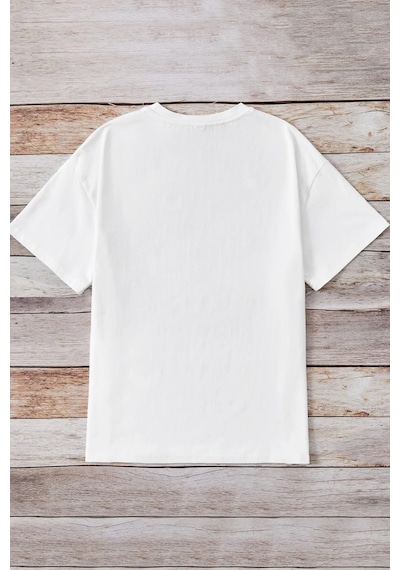 Unisex Kedi Baskılı T-shirt Beyaz