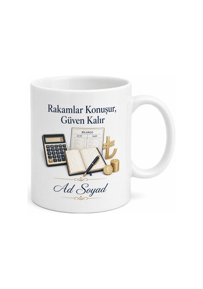 Mali Müşavire Hesap Kitap Bilanço Beyanname Vergi Haftası Kupa Bardak Hediye Beyaz / Çok Renkli