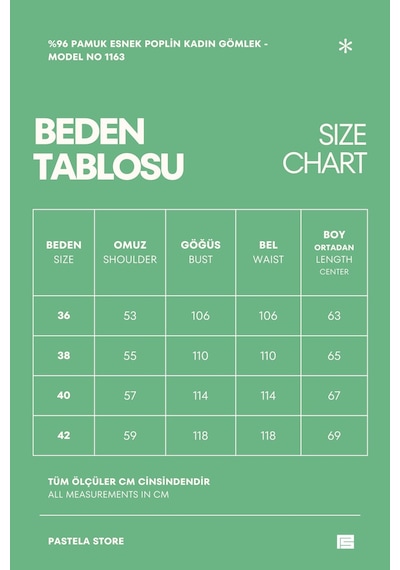 %96 Pamuk Esnek Poplin Kadın Gömlek 1163 Açık Mavi