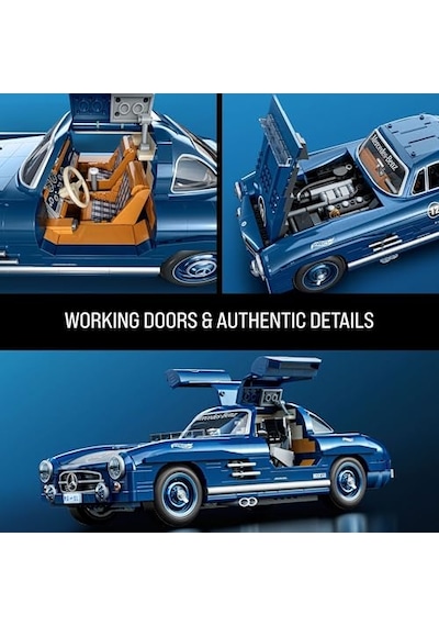 Mattel Mega Hot Wheels Koleksiyona Uygun Yarış Arabası Yapı Oyuncağı, 1500 Parçalı, Metal, 1:12 Ölçekli, Gri Renkli Mercedes-benz 300 Sl Modeli, Hww25