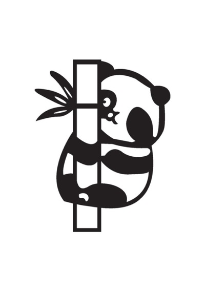 Panda Ve Bambu Oto Motor Laptop Duvar Folyo Sticker 30x39 Cm