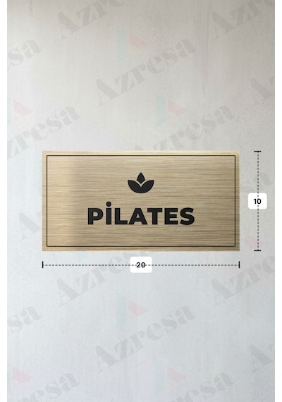 Pılates Yazılı - Metal - Gold Renk - Kapı İsimliği - 20x10 Cm