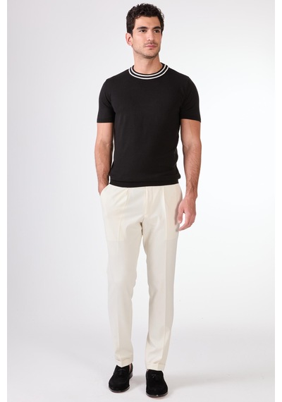 Dufy Erkek Slim Fit Bisiklet Yaka Siyah Triko-25595