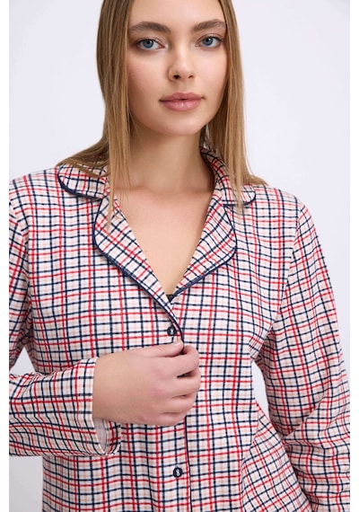 Man11627-1005 Anil Ev Giyim Anıl Kadın Pamuklu Uzun Kol Düğmeli Gömlek Ve Ekose Pantolon Pijama Takımı Zamansız Şıklık 11627 Kırmızı Man11627-1005 Anil Ev Giyim Anıl Kadın Pamuklu Uzun Kol Düğmeli Gömlek Ve Ekose Pantolon Pijama Takımı Zamansız Şıklık 11627 Kırmızı