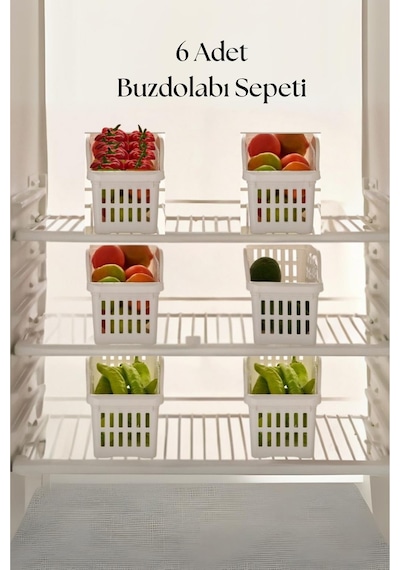 6 Lı Buzdolabı Organizeri Düzenleyici Çok Amaçlı Dolap Düzenleyici Beyaz 12x30x14 Cm-dny0008-6