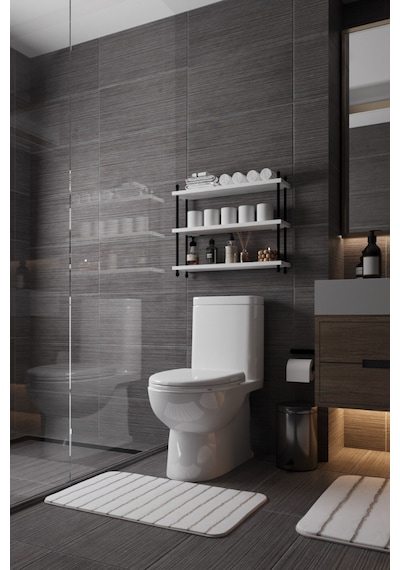 İnci Klozet Arkası Banyo Düzenleyici, Klozet Üstü Raf 60 Cm Beyaz