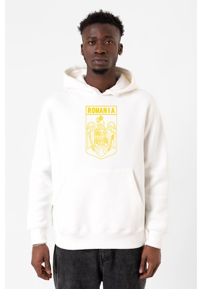 Romania Coat Arms Beyaz Erkek 3ip Kapşonlu Sweatshirt Beyaz