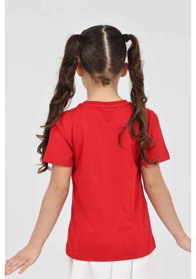 Erdem Kıds Kız Çocuk Kırmızı Düz Baskısız Kısa Kol Basic Casual-okul T-shirt Kırmızı Kırmızı