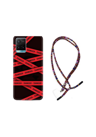 Vivo Y21 Kılıf Rasta Boyun Askılı Danger 1372