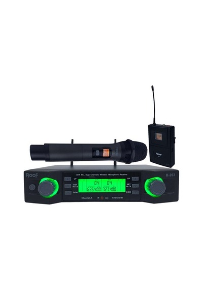 Roof R-203 El Yaka Uhf Band 2 Kanal Kablosuz Mikrofon